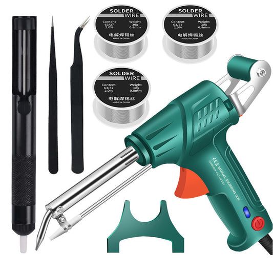 Soldering Iron Kit - Multi-function Soldering Iron Soldering Gun Set - 60W 110V Automatic Soldering Gun with Solder Gun, 3 PCS Solder Wire, Desoldering Pump, Tweezers (B-Soldering Iron Kit)