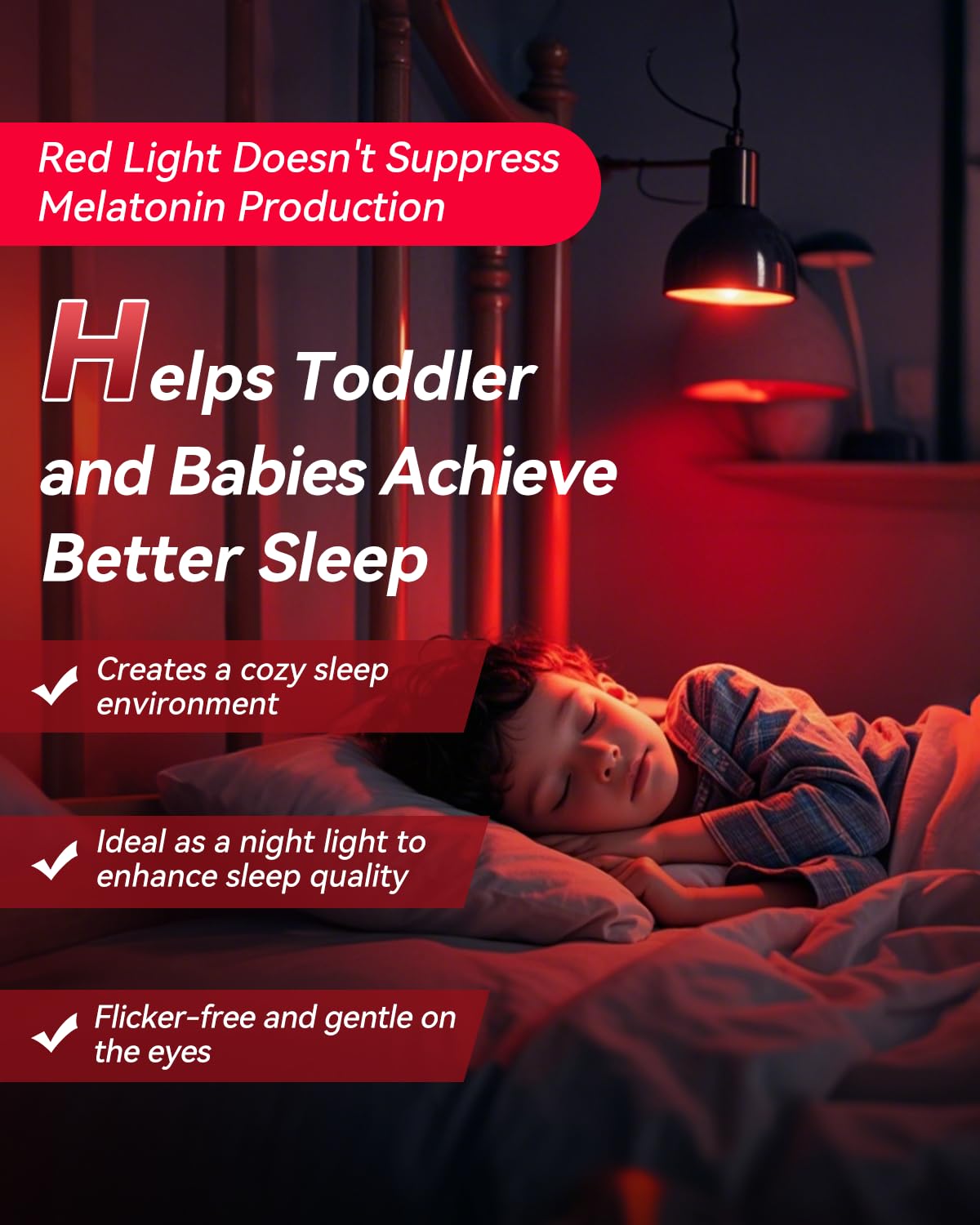 Neporal Red Light Bulbs for Sleep 9W, 100% Blue Light Blocking Red Night Light, 625nm LED Light Bulb for Melatonin Promoting, A19 60W Equivalent Dim Light Bulbs for Bedroom, Baby Nursery,1 Pack