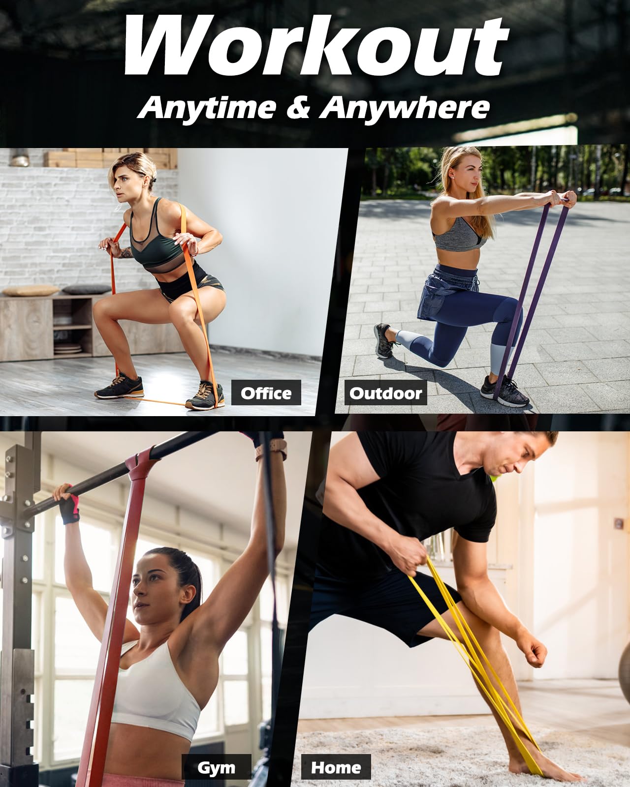 Zacro Resistance Bands Set with Door Anchor, 5 Levels (15-125 LBS) Pull Up Exercise Bands for Working Out, Muscle Power Strength Training, Physical Therapy, Home Fitness Gym Equipment for Men & Women
