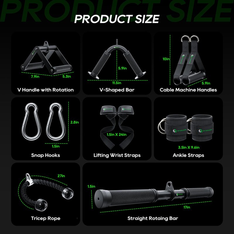 QPARVERS Cable Machine Attachment LAT Pulldown Attachments Cable Machine Accessories for Home Gym