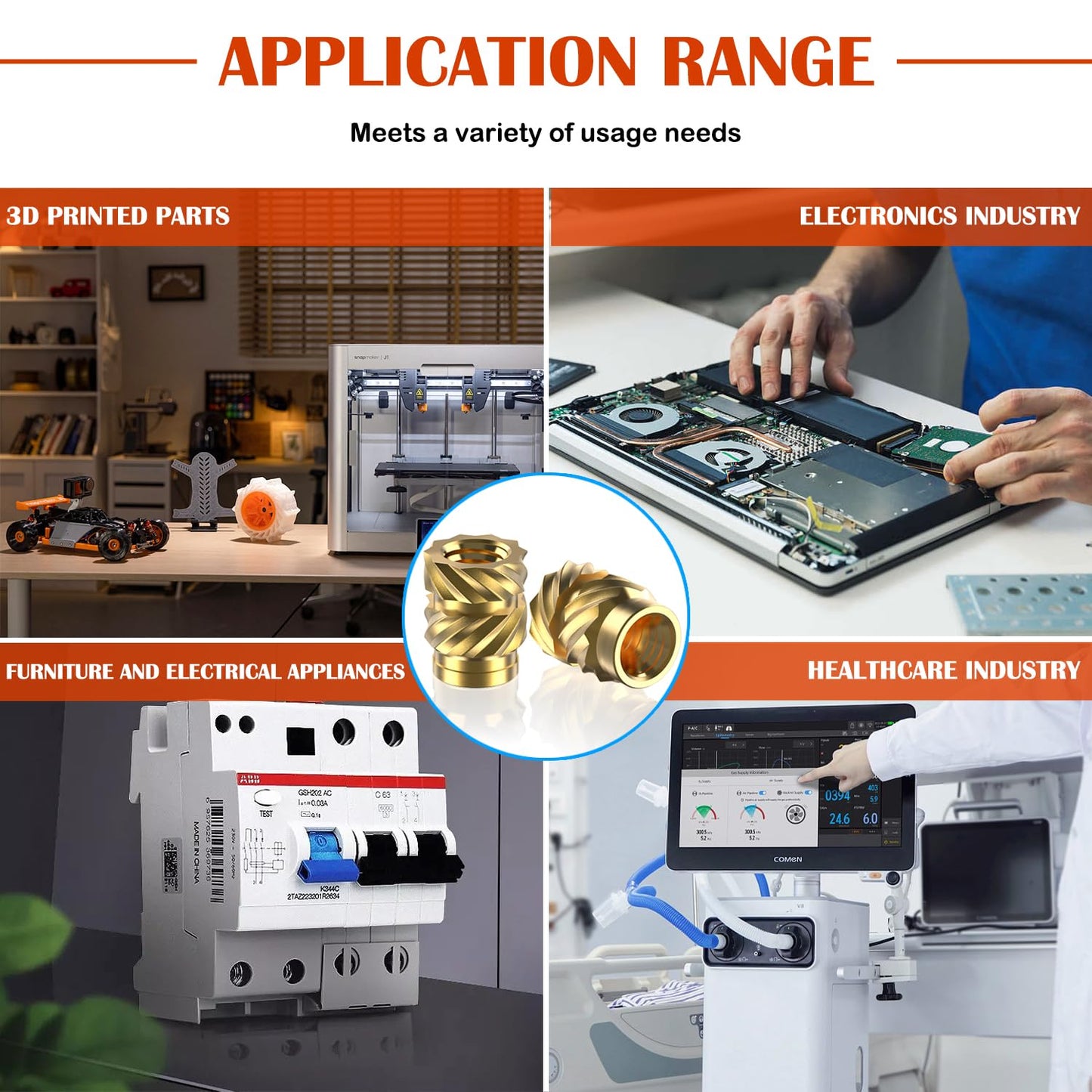 Ktehloy 150Pcs M3 Threaded Inserts, M3 Female Thread Metric Knurled Nuts Assortment Kit, Brass Heat Set Insert for Plastic and 3D Printing Components (M3x4x5, M3x6x5)