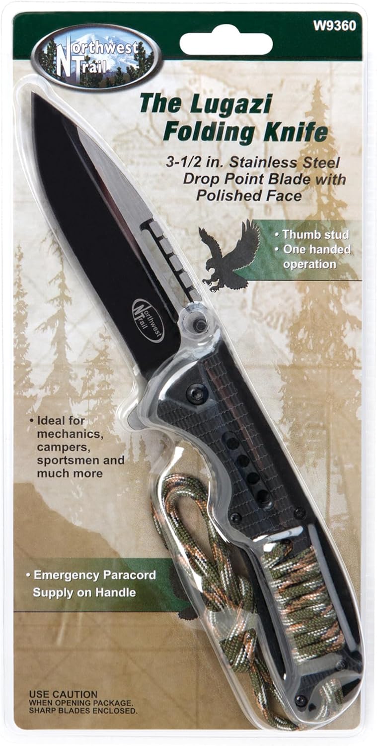Performance Tool W9360 Folding Knife - Paracord Handle for Enhanced Grip | 1 Pack