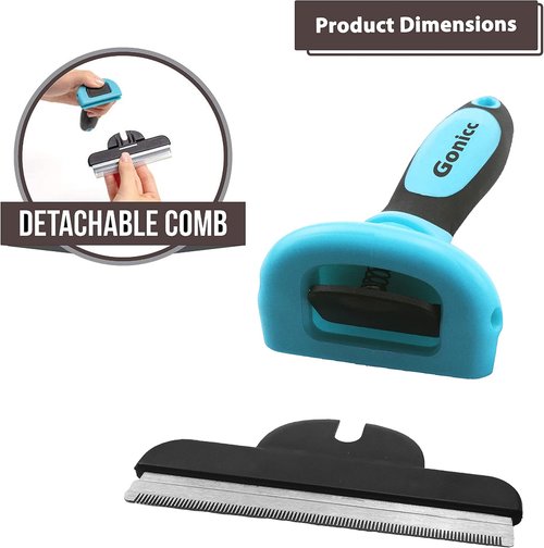 Gonicc Professional Pet De-Shedding Comb Tool - Blue | Effective Grooming for All Coat Types