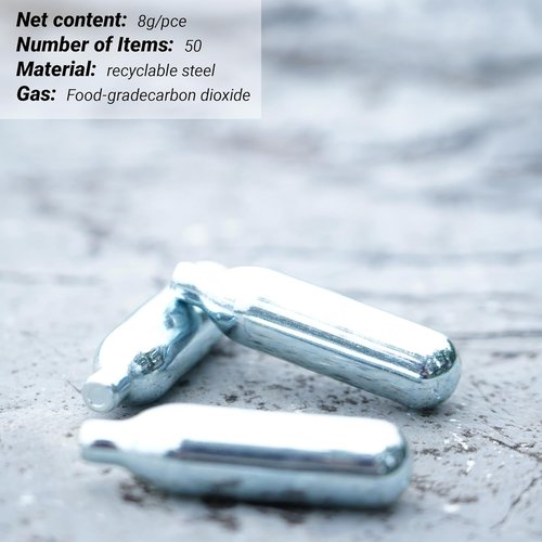 CO2 Cartridges | 8g Soda Chargers for Sparkling Water Maker - 50 Pack of Seltzer Cylinders