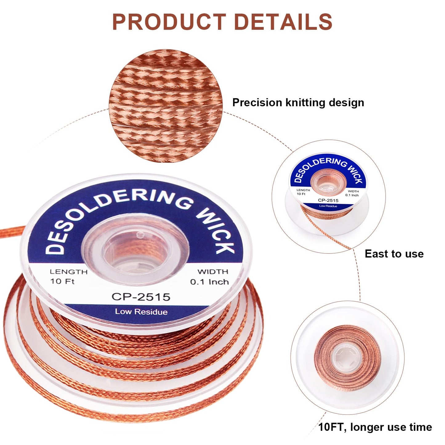 Lesnow Solder Flux Paste And Solder Wick Braid, No Clean Soldering Flux(10cc) Soldering Remover Tool, 10ft Desoldering Wick Braid For Electronics Repair For Disassemble Electrical Components