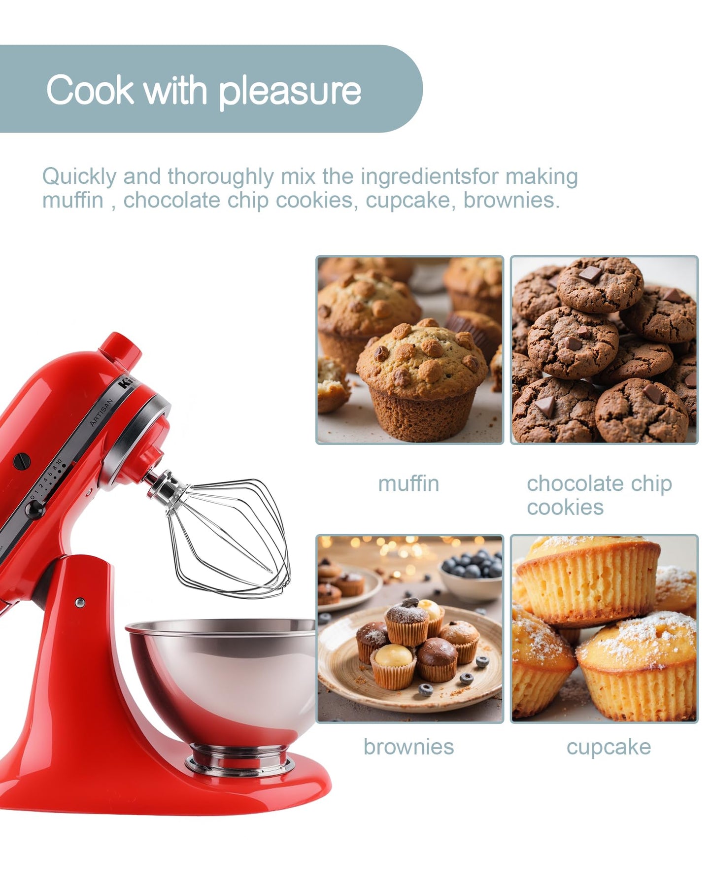 Stainless Steel K45WW Wire Whip, Attachments Fits for KitchenAid 4.5 5 Quart Tilt-Head Stand Mixer, Egg Stirrer, Cream Beater, Cakes Mayonnaise Whisk Kitchen aid Accessories