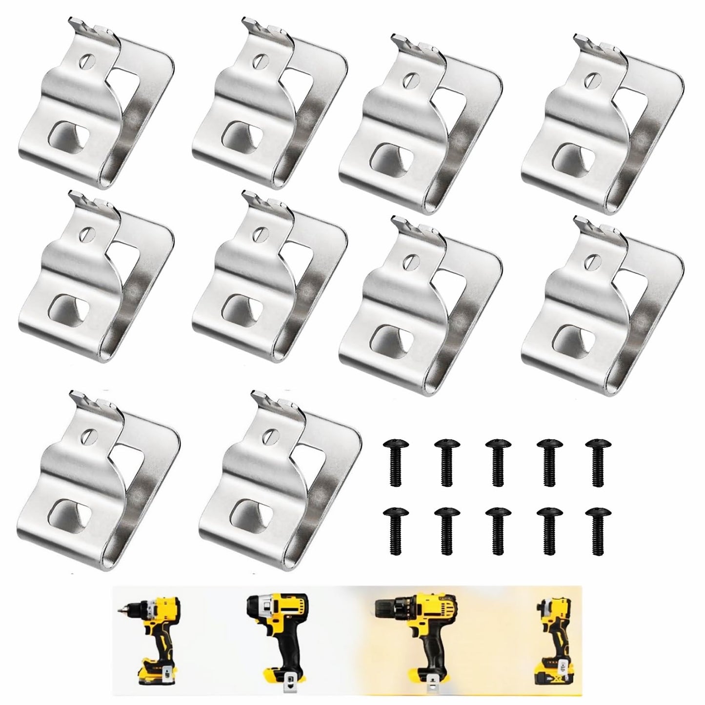 N268241 N086039 Belt Clips Dewalt 304 Stainless Steel Drill Clips Tool Hooks for Dewalt 20V Power Tools, Compatible with DCD980, DCD985, DCD980L2, DCD985L2(10-pcs)