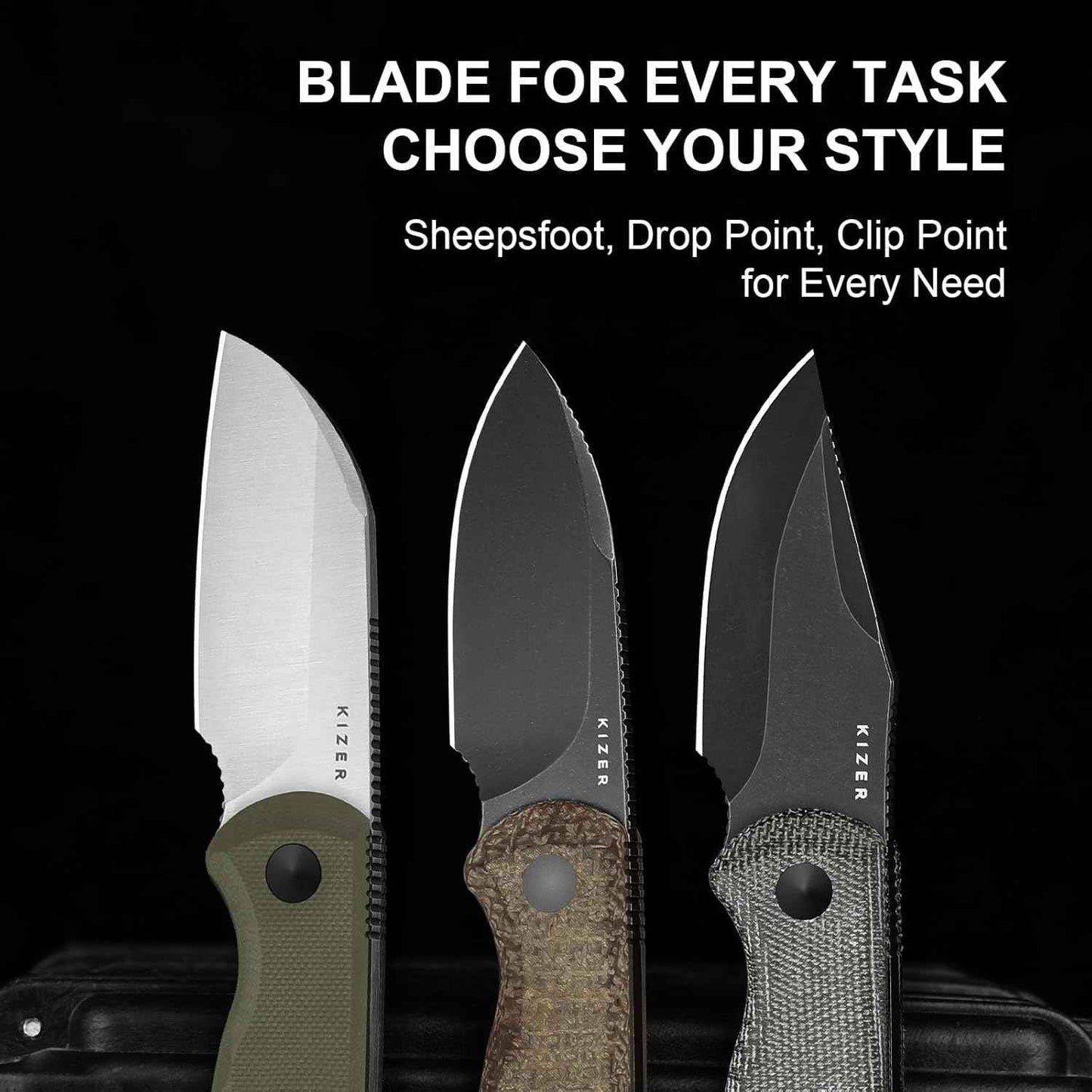 Kizer Drop Bear EDC Fixed Blade Knife - 2.57" 14C28N Blade, Yellow PEI Handle, Compact Survival Knife with Kydex Sheath