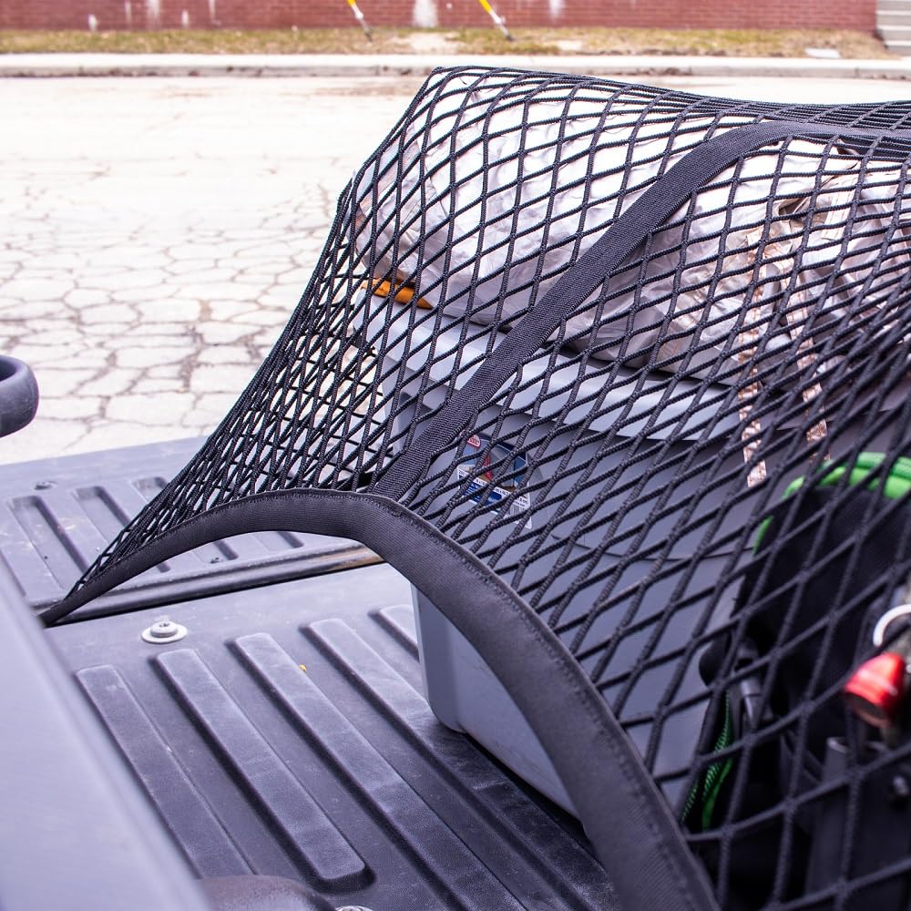 Highly Elastic Cargo Net, Simple Truck Bed Cargo Mesh Organizer, Suitable for 5ft - 6ft Standard Bed Trucks, 4'x4' Stretches to 7'x7' (Single Layer)