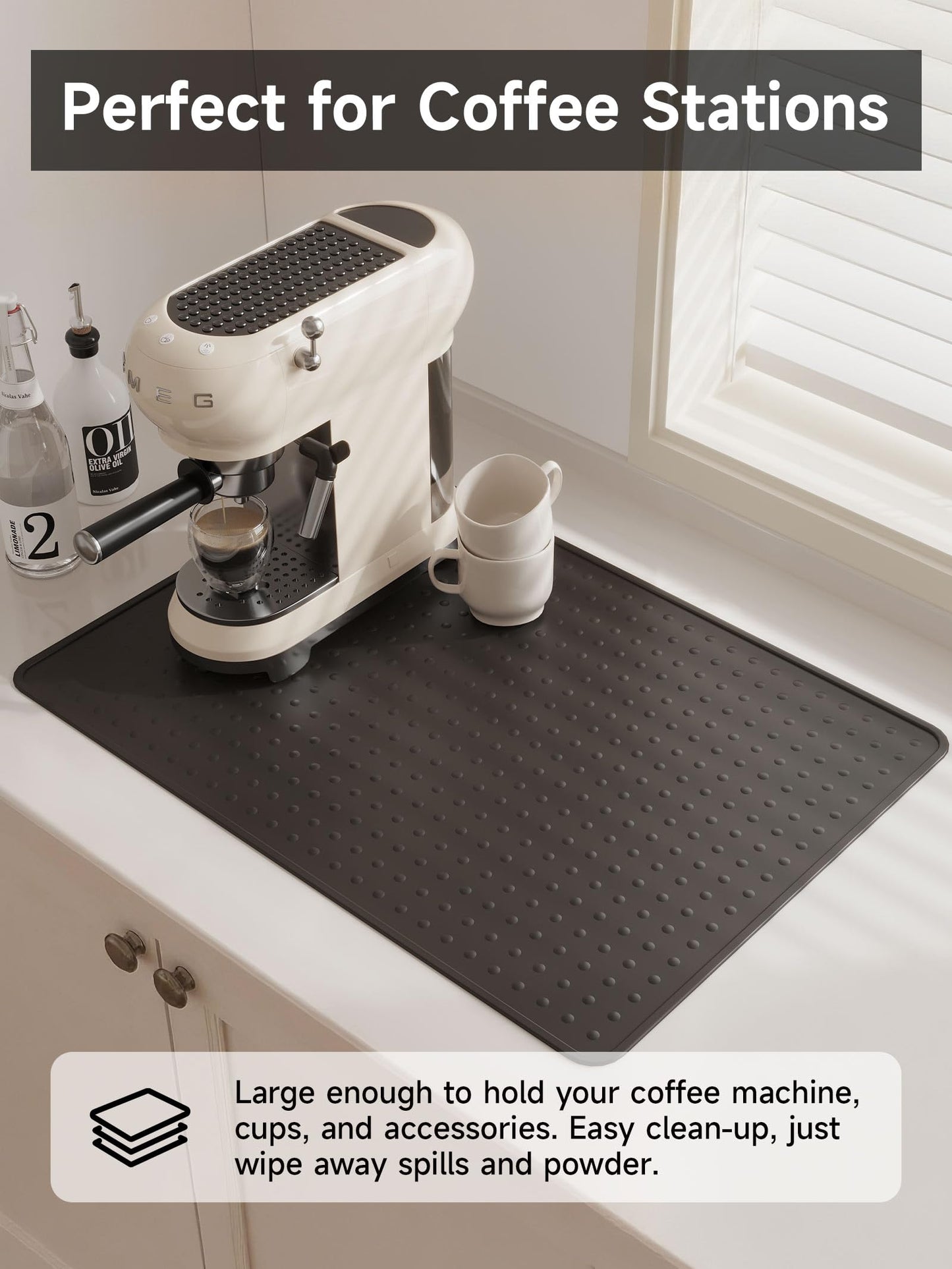 XiFEO Silicone Stove Top Cover for Electric Stove, Glass Stove Top Cover Protector, Flat Top Range Cover – Double as Dish Drying Mat, Coffee Bar Mat, Kitchen Stove Accessories, 28 x 20 in, Black