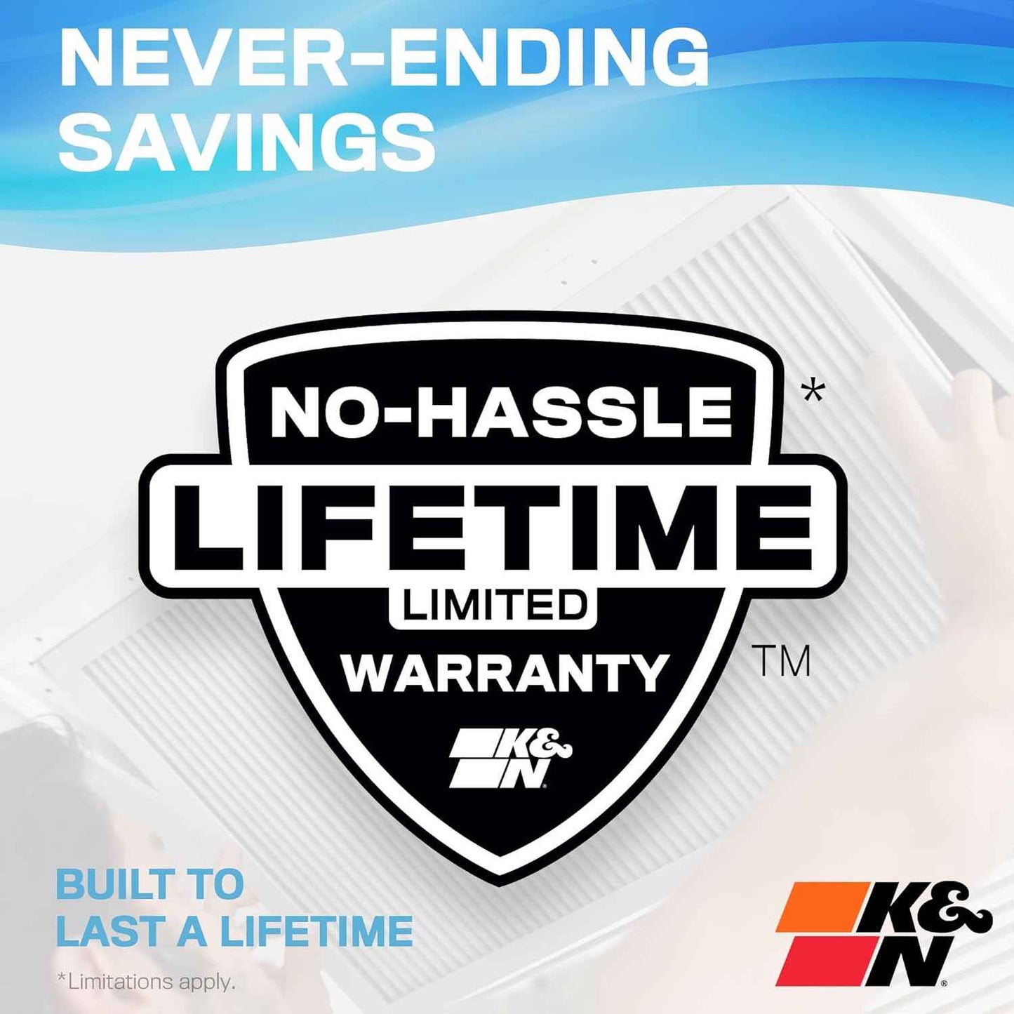 K&N Washable HVAC Air Filter 24x24x1 - MERV 11, Lifetime Lasting, Breathe Clean Air