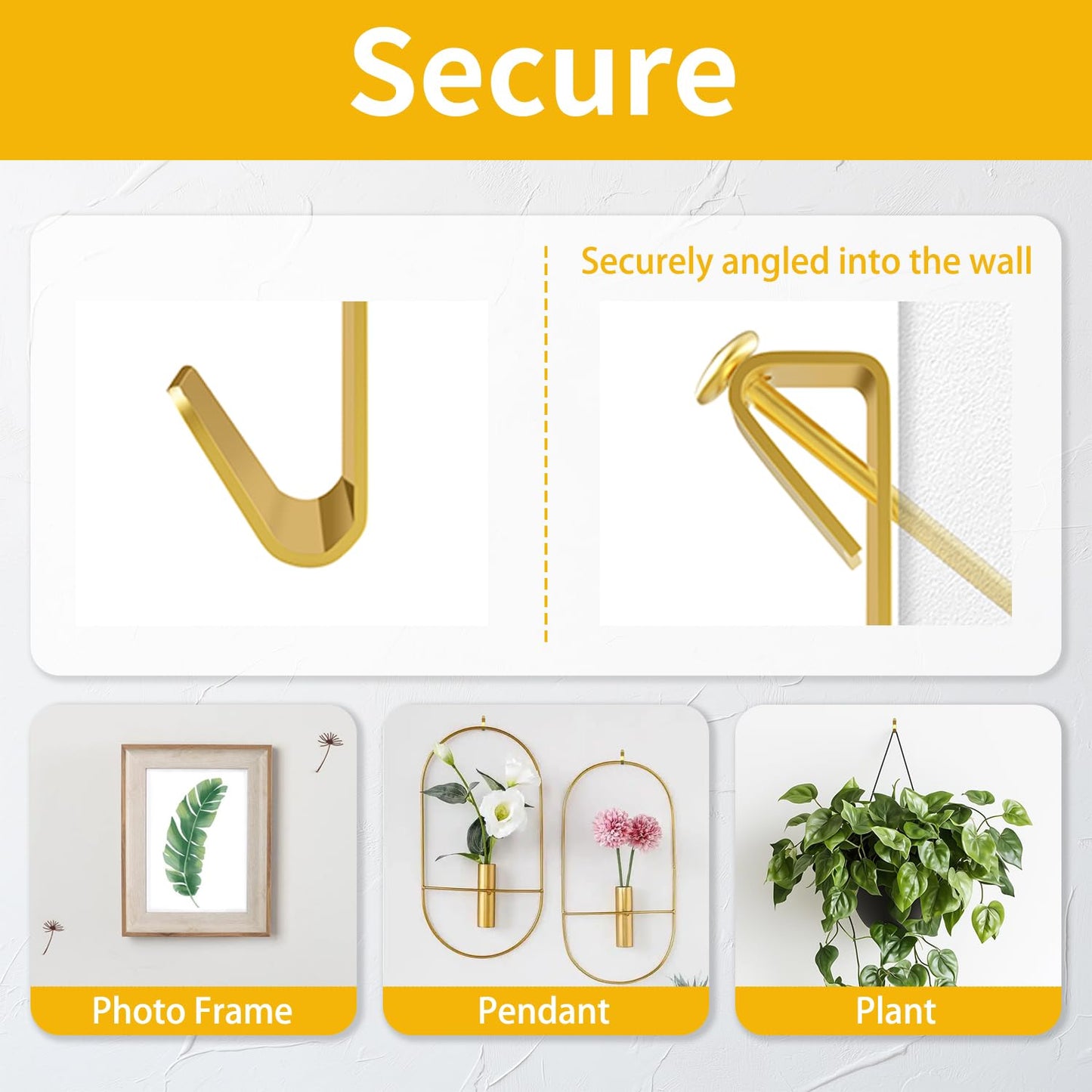 Phovana Picture Wall Hanger, 30 lb Drywall Plaster Picture Hangers, Picture Hanging Hooks, Picture Hanging Hardware, Picture Frame Hangers, Painting Hangers, Wall Hooks for Hanging Pictures, 50 Pack