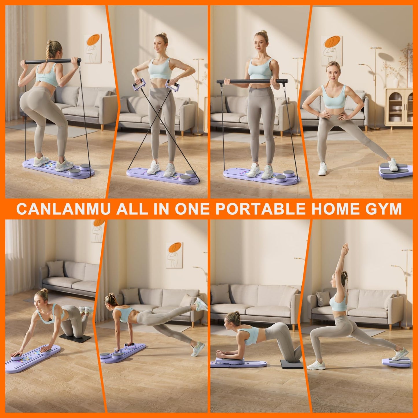 Pilates Board,Pilates Reformer Sets, Multifunctional Abdominal Pilates Board for Home Workout Equipment, Portable Foldable Ab Board Trainer Pilates Exercise Machine, Pilates Reformer Board for Women