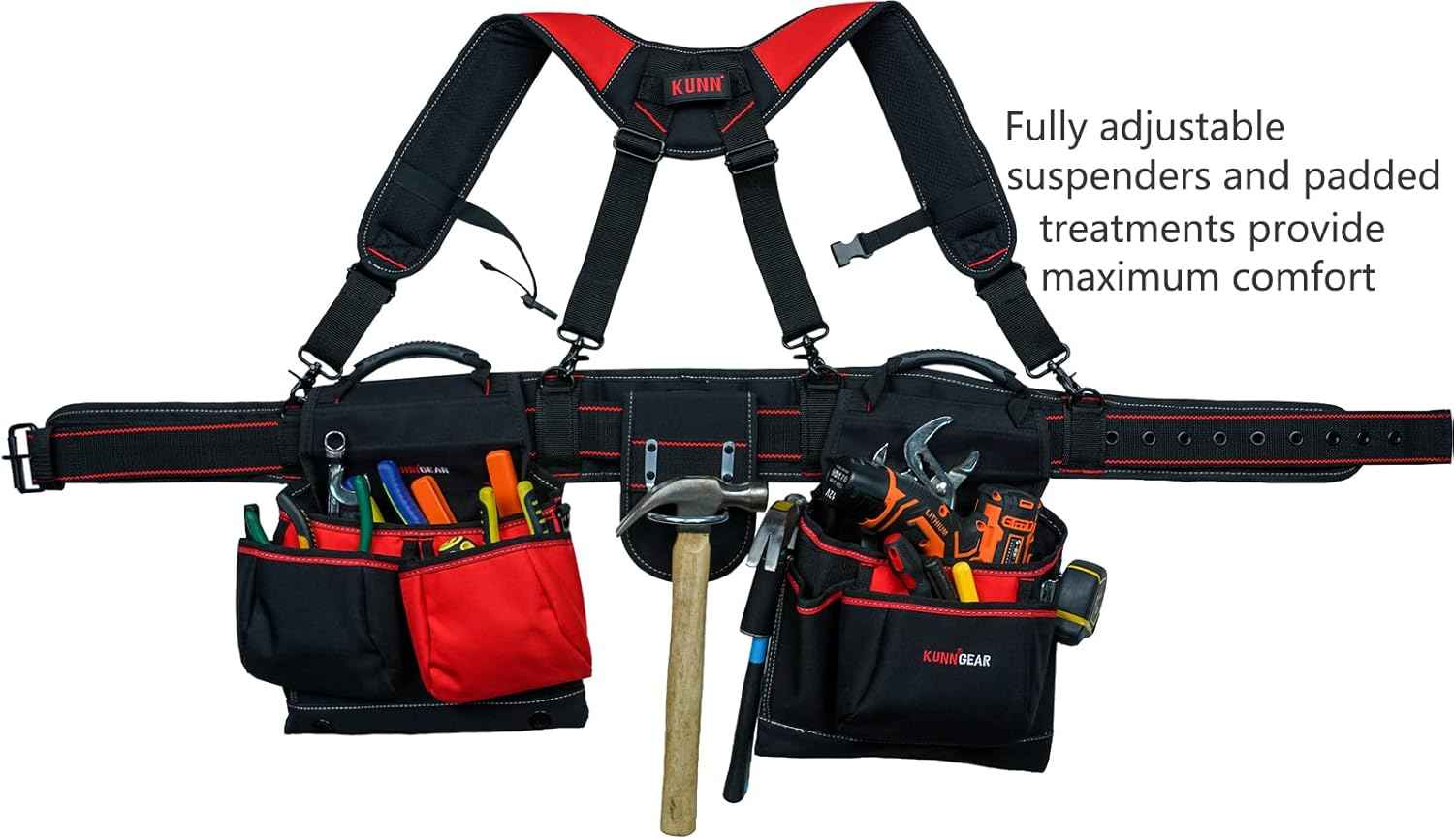 Pro Carpenter Tool Belt with Suspenders - Heavy-Duty Suspension Rig for Contractors & Electricians, Khaki