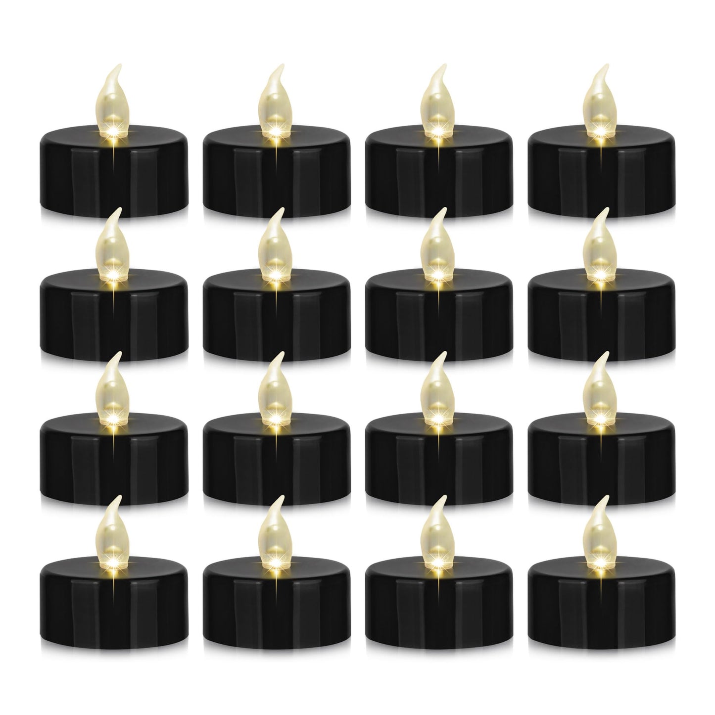 Nancia 24PACK Flameless LED Tea Lights Candles, Realistic and Bright Flickering Long Lasting 200Hours Battery-Powered, Ideal Party, Wedding, Birthday, Gifts Home Decoration Black