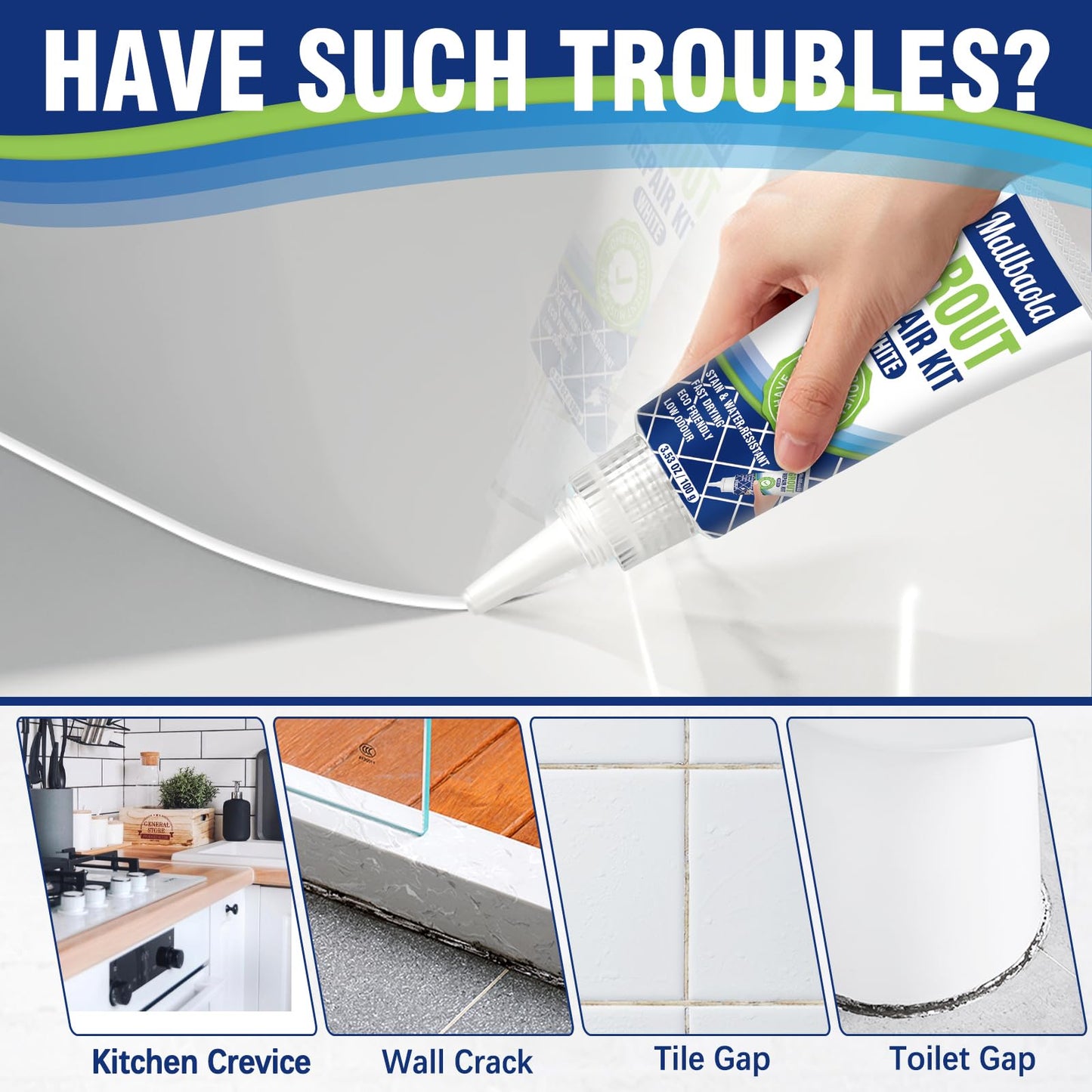 Tile Grout Repair Kit, 2 Pack Grout Filler, Grout Sealer Bathroom Shower Kitchen Floor Tile, Fast Drying Tile Grout Paint, Restore and Renew Tile Joints Line, Gaps, Replace Grout Pen(White)