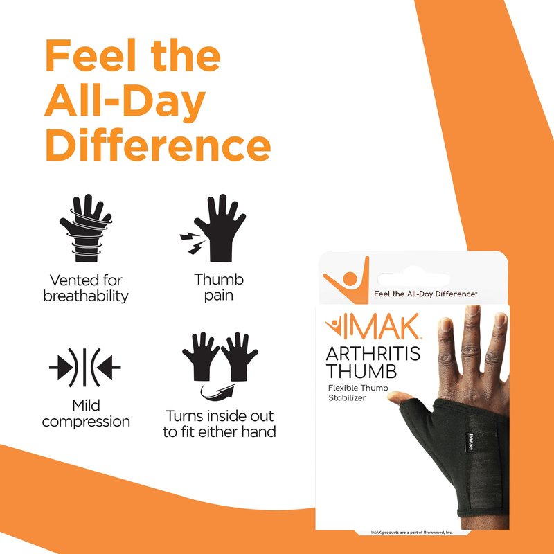 Brownmed IMAK Compression Arthritis Thumb - Compression Sleeve & Stabilizer for Arthritis & Carpal Tunnel Support - Small