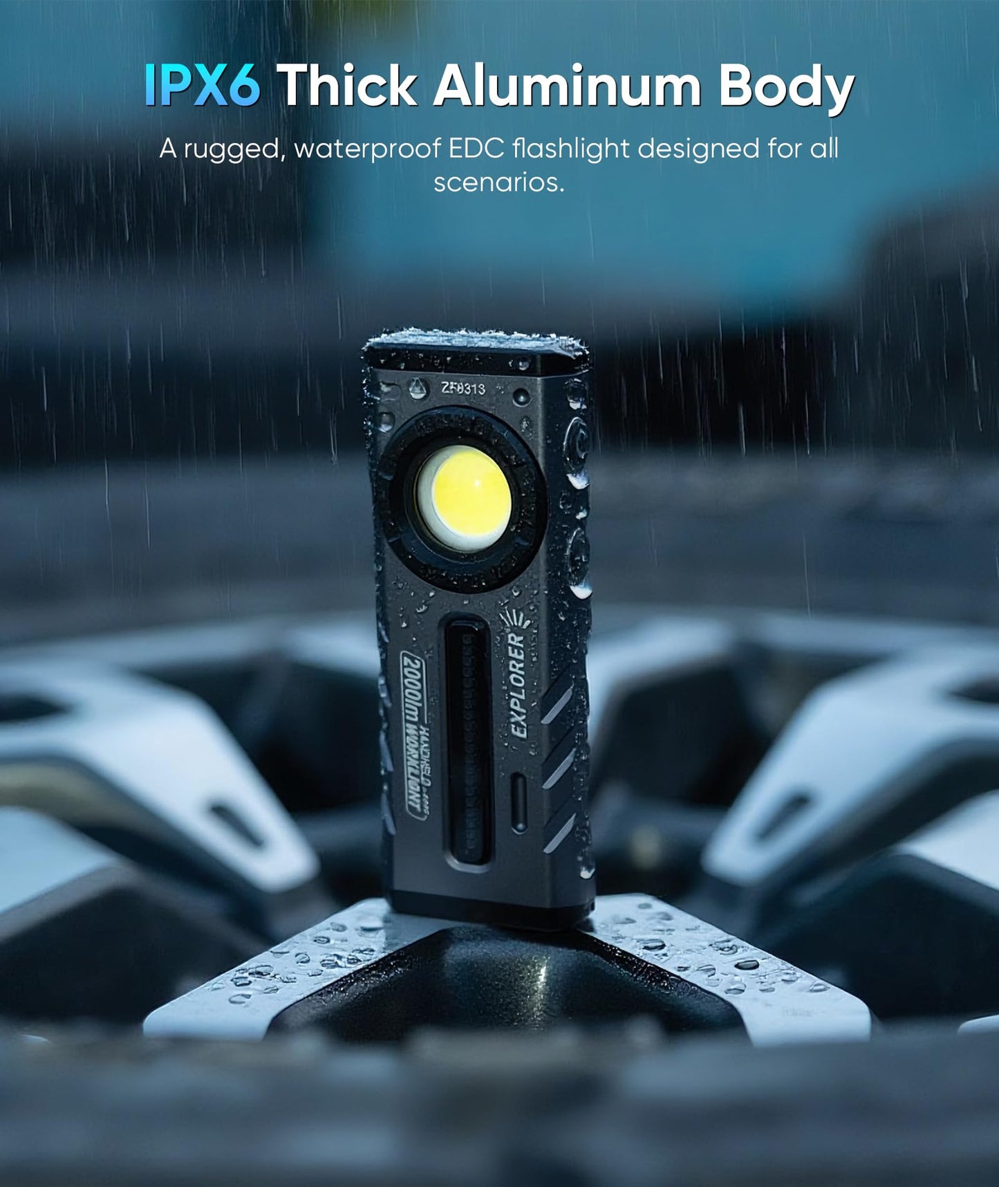 HOTLIGH ZF8313 Rechargeable Flashlight, Magnetic EDC Flashlight Rechargeable, 2000 Lumens LED Flashlight with RGB and UV Lighting Source for Outdoor, Car Repairing,Fathers Day Dad Gifts