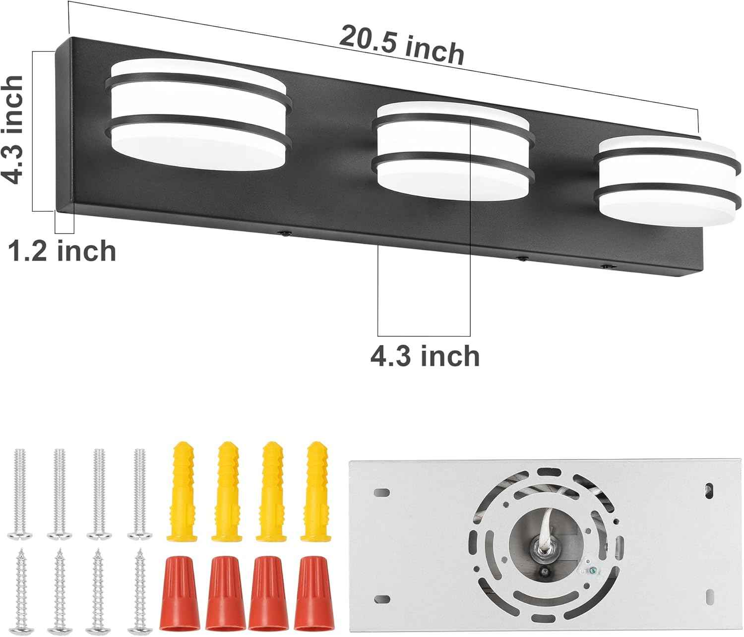LED Chrome 3-Light Dimmable Bathroom Vanity Light Fixture - Modern Acrylic & Stainless Steel Over Mirror Lighting