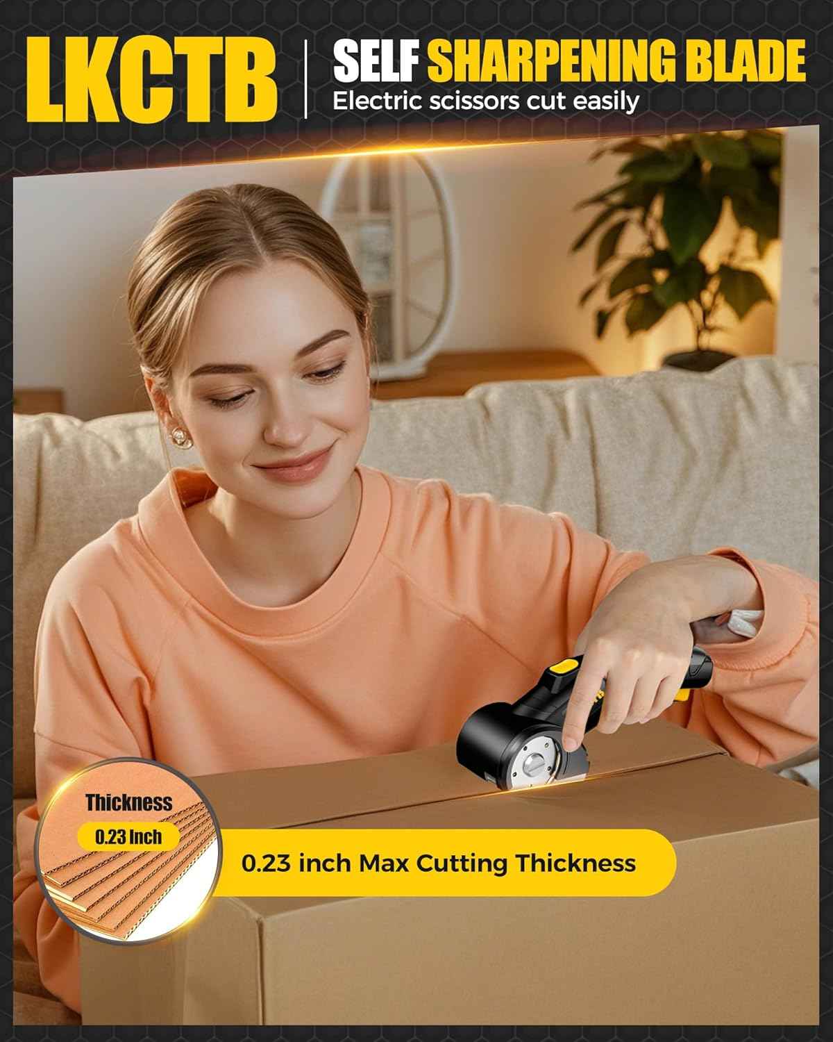 Rechargeable Electric Cardboard Cutter Scissors with LED Light & Tungsten Steel Blade