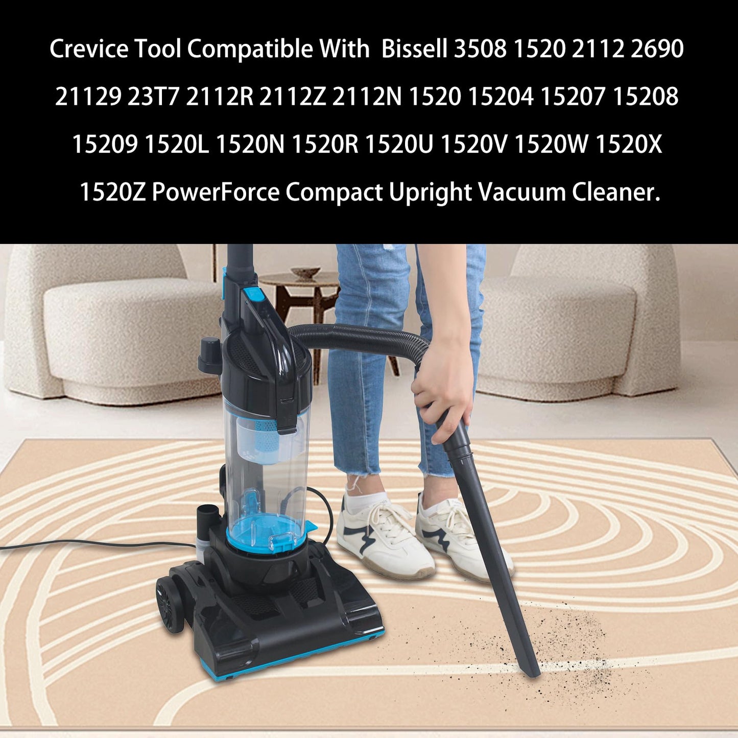 CPAI Replacement Crevice Tool for Bissell 3508 1520 2112 2690 21129 23T7 2112R 2112Z 2112N 15204 15207 15208 15209 1520L 1520N 1520R 1520U 1520V 1520W 1520X PowerForce Compact Upright Vacuum