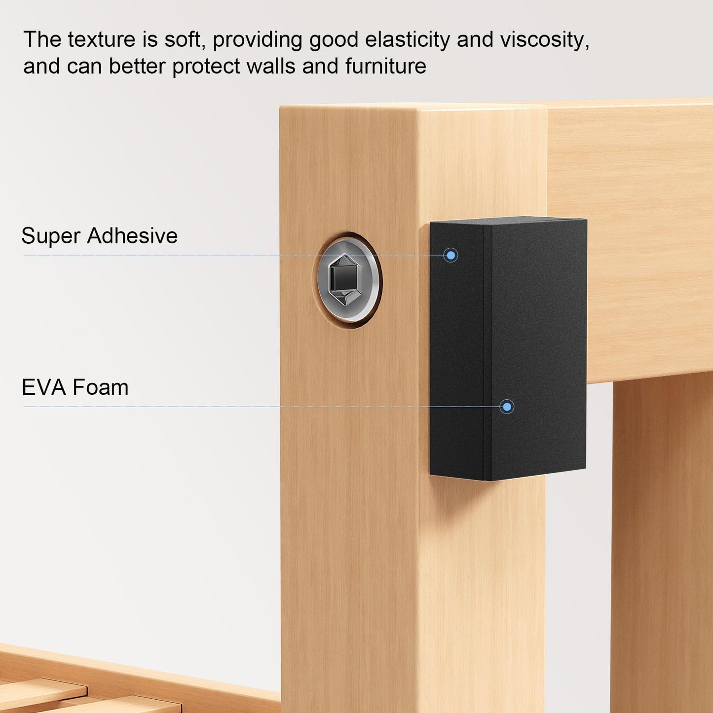 BRVNOTA 23Pcs EVA Furniture Wall Protectors, Black Headboard Stoppers for Wall, Wall Protector from Furniture, 10Pcs EVA Foam Pads+13Pcs Felt Pads Bed Bumper, Chair,Bed,Sofa,Cabinet