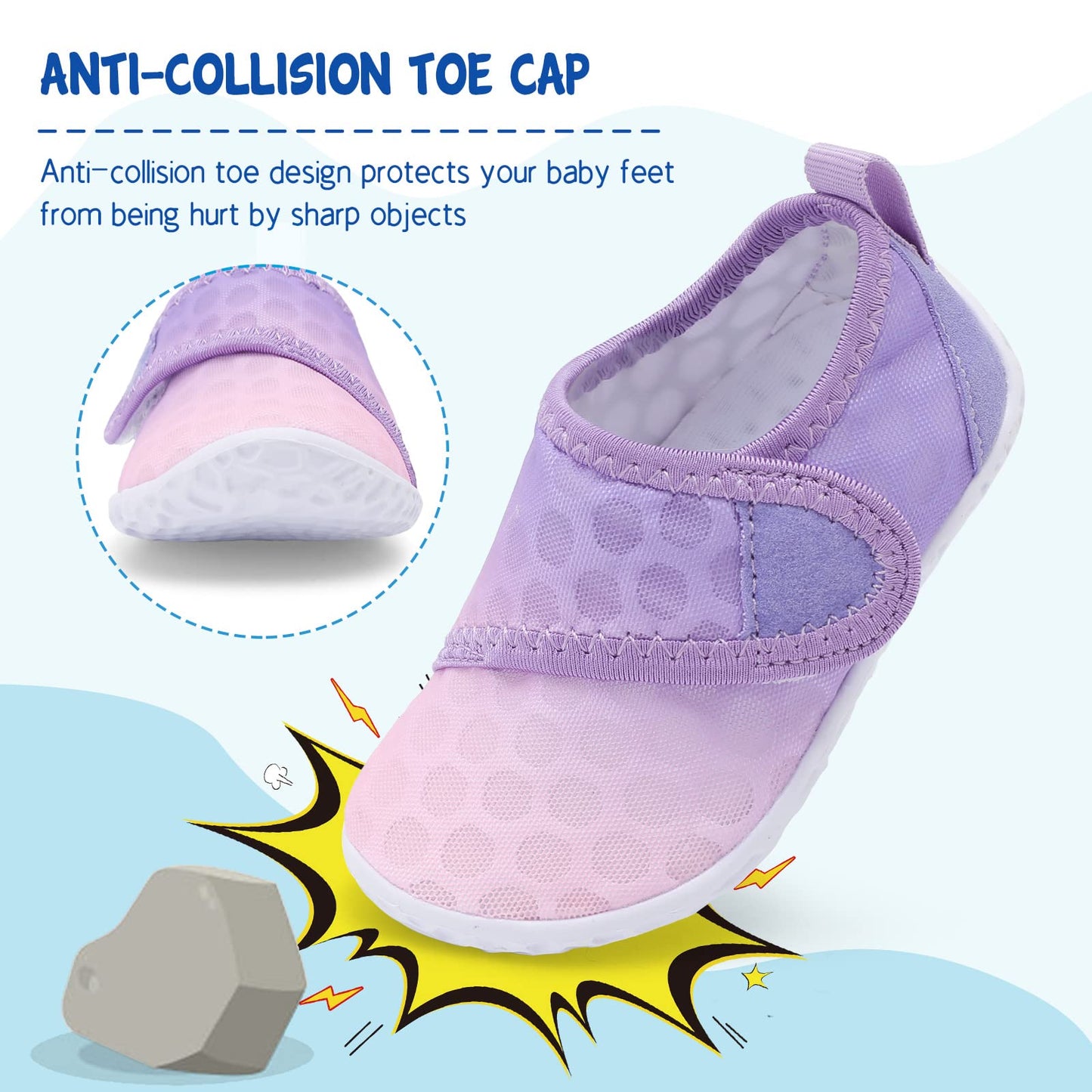LeIsfIt Boys Girls Water Shoes Kids Aqua Socks Toddler Quick-Dry Swimming Shoes Non-Slip Summer Shoe for Beach Pool Surf, Gradient Purple, 11 Toddler