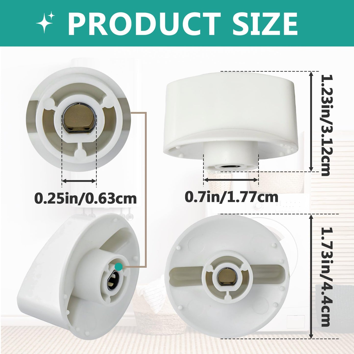 4 Pcs WH1X2721 Dryer Knob Compatible With GE Hotpoint Washer Dryer Machine, Replace AP2044893 123C7931 EA271094 PS271094