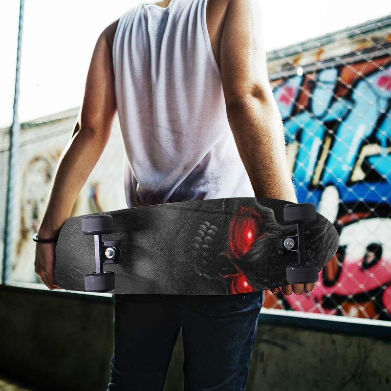 SUABO Black Skeleton Red Eyes Skateboard Grip Tape Skull Scooter Griptape Deck Sandpaper Longboard Sheet Sticker 9" x 33"