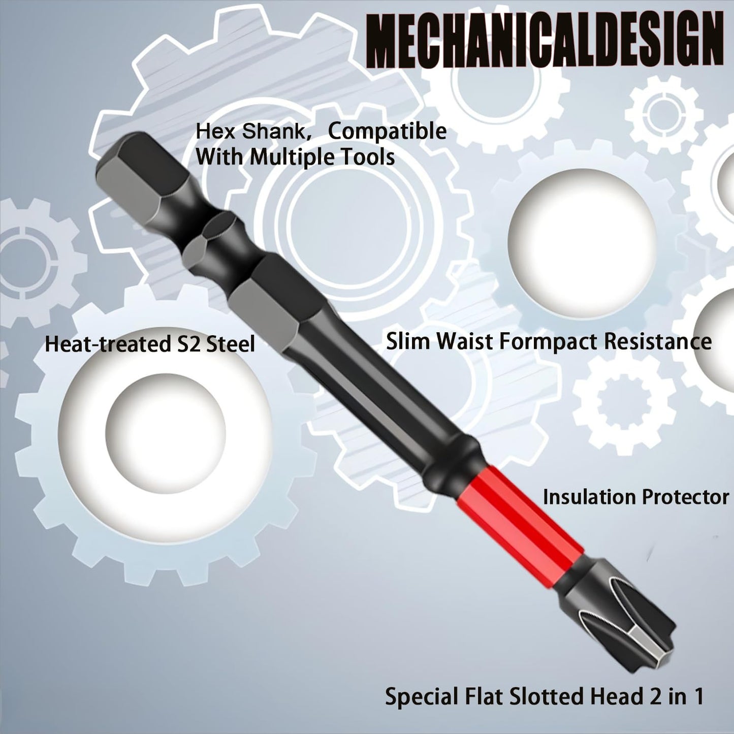 FPH2 Impact Screwdriver Bit Set - 65mm & 110mm Slotted Heads 1/4 Inch Hex Shank, Cross Slot Screw Driver Drill Bits Used Electricians ,CNC Machined Tips with Magnetism,(10pcs)