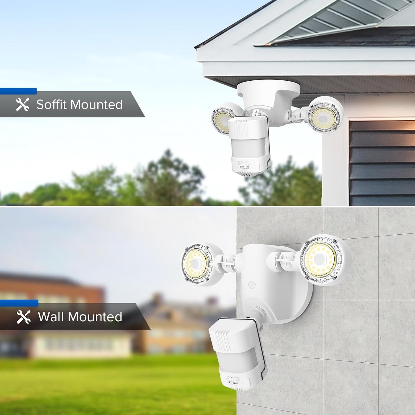 25W Motion Sensor Outdoor Flood Light - 3000LM Dusk to Dawn Security Light, 4 Modes, 320° Wide Angle for Garage & Patio
