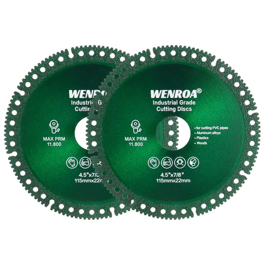 WENORA 2 Pcs Indestructible Disc for Grinder, Cutting Discs 4 1/2" for 7/8" Angle Grinder, Indestructible Disk Diamond Saw Blades for Ceramic PVC Pipe Glass Wood Tile