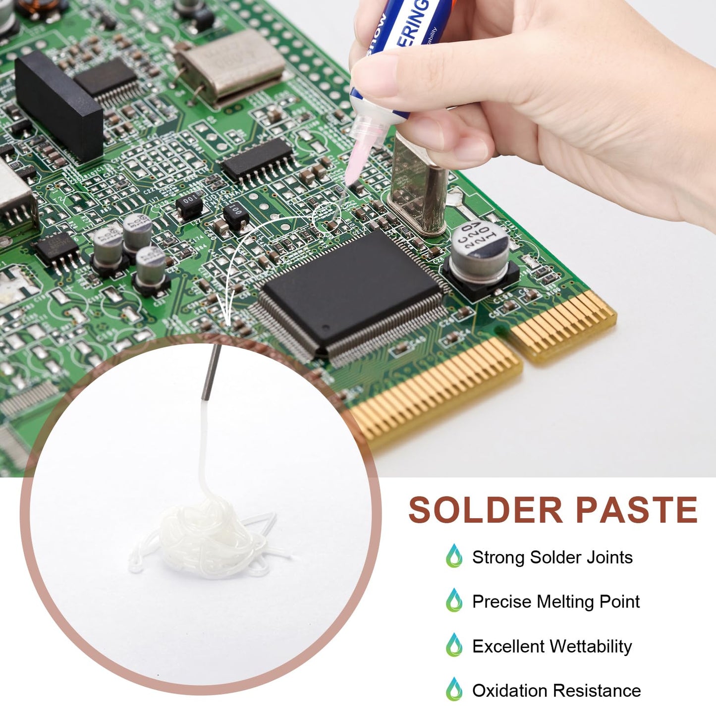 Lesnow Solder Flux Paste And Solder Wick Braid, No Clean Soldering Flux(10cc) Soldering Remover Tool, 10ft Desoldering Wick Braid For Electronics Repair For Disassemble Electrical Components