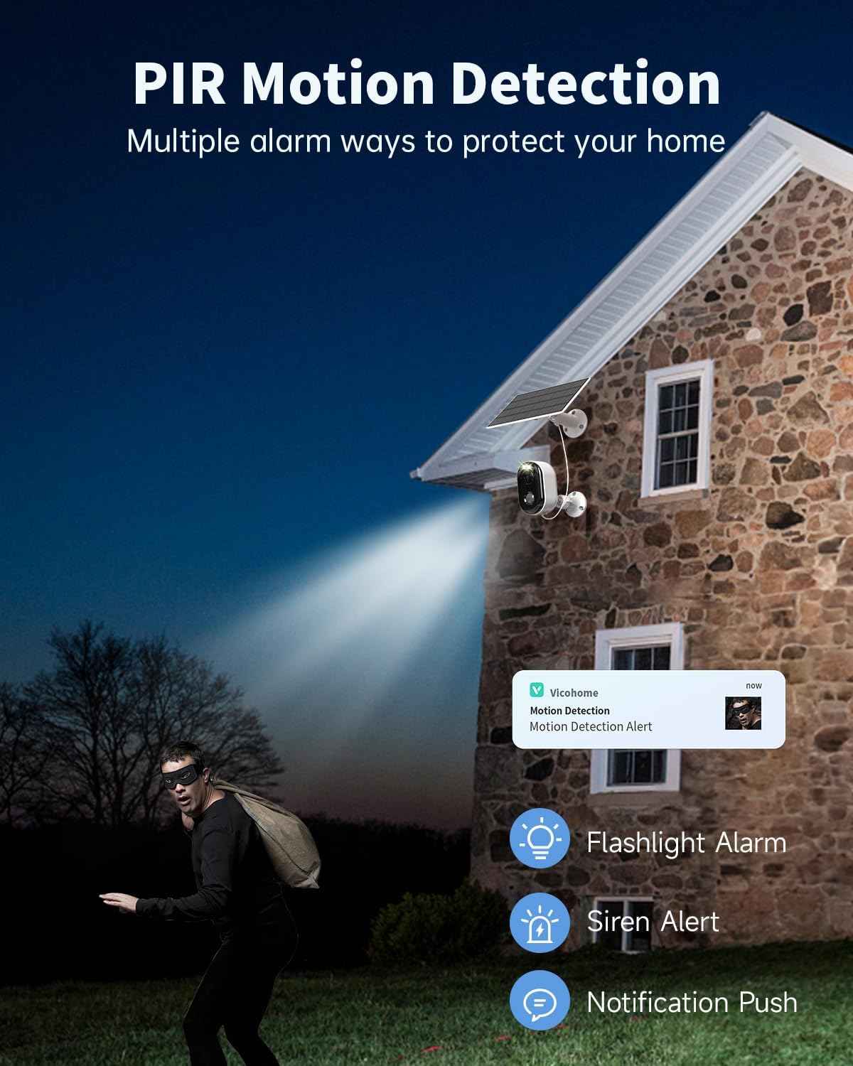 Wireless Outdoor Security Cameras 2-Pack - Solar Battery, 2K Color Night Vision, AI Motion Detection, IP66 Weatherproof, 2-Way Talk