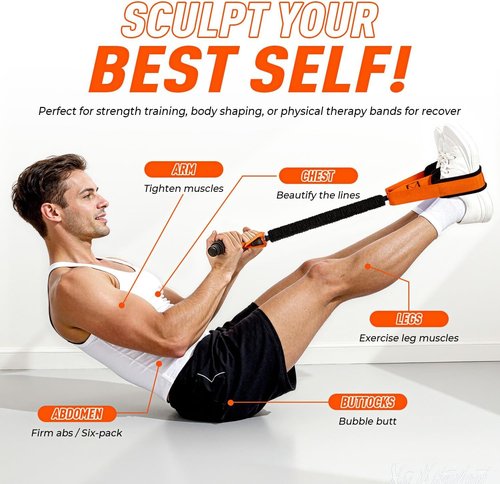 Upgrade Pedal Resistance Band with Handles - Thickened Latex Tubes & Soft Foam Foot Pedal for Full Body Workout, Core/ABS, Legs, Glutes, Arms, Pilates, Physical Therapy