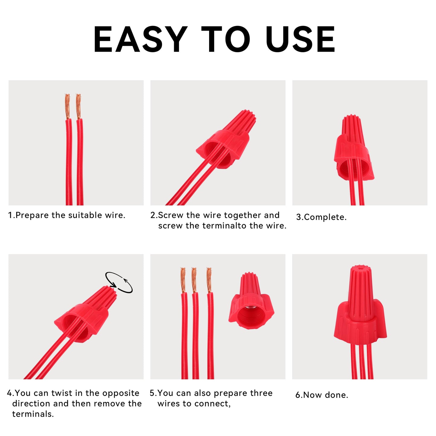 HKS 40 PCS Blue Wire Nuts - AWG 14-6 Winged Electrical Wire End Connectors - Twist-On Screw Caps Insulated Insertion with Spring Portable & Quick to Connect