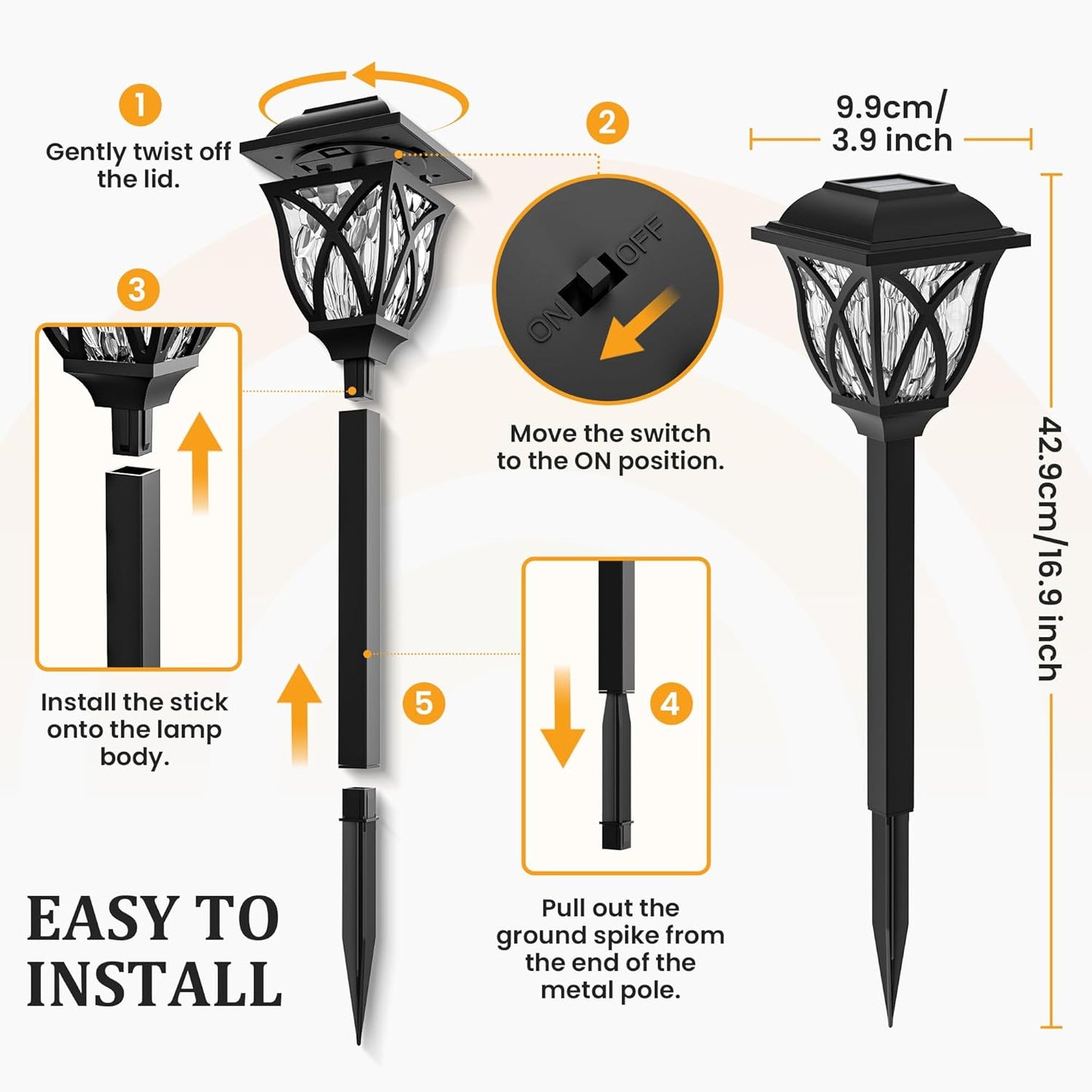 8 Pack GIGALUMI Waterproof LED Solar Garden Lights - Outdoor Patio & Landscape Decor