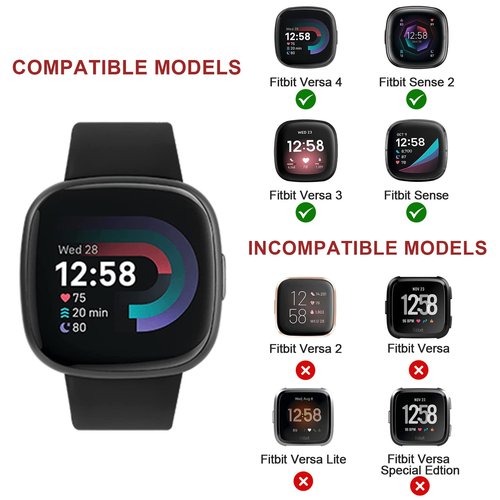 Vancle Bands for Fitbit Versa 4 / 3, Sense 2 Bands - Women Men 6 Pack, Classic Soft Sport Replacement Strap for Fitbit Smart Watch (Black, Starlight, Light Pink, Milk Tea, Smoky Purple, White, Large)