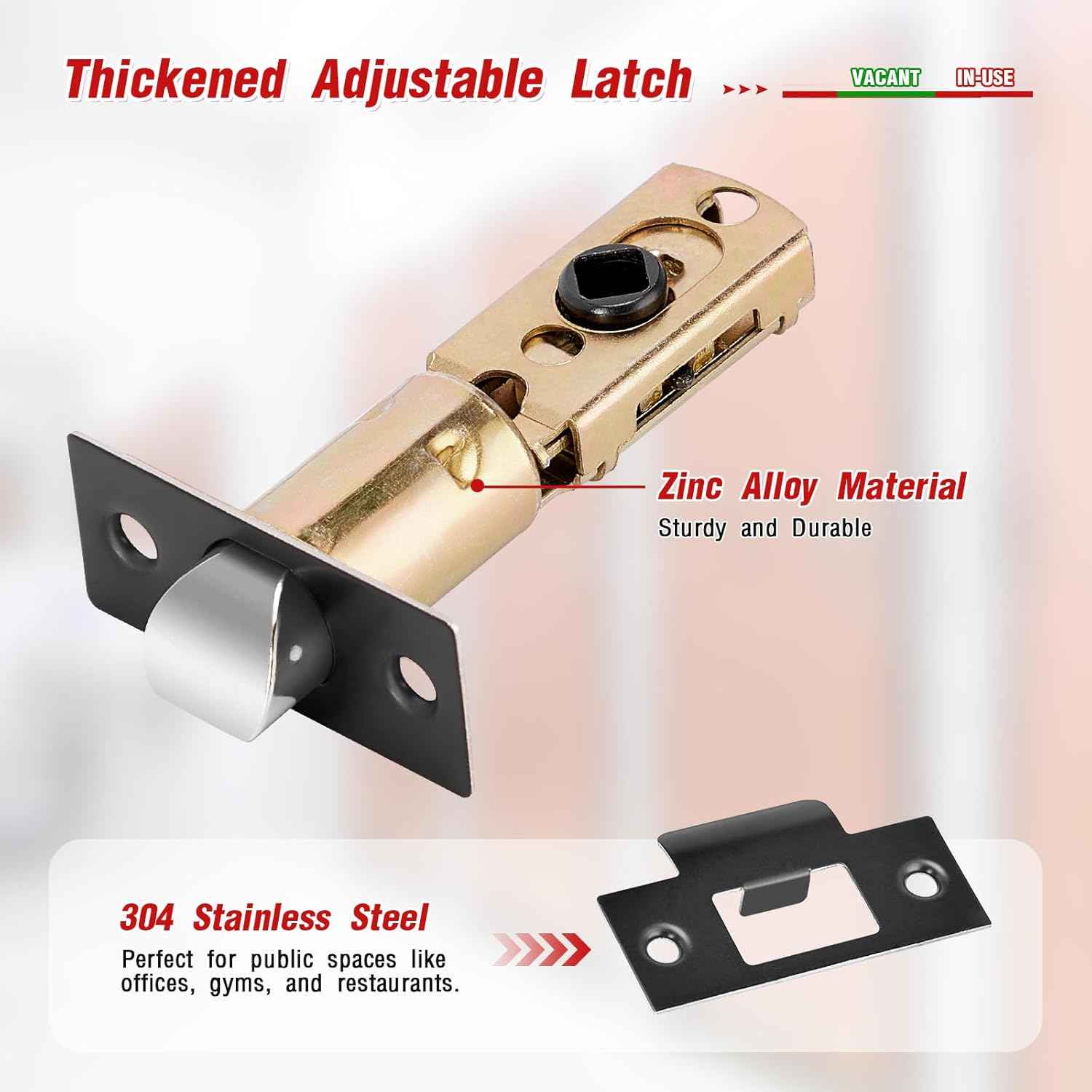Commercial Grade Black Bathroom Privacy Door Lock - Vacant/Occupied Indicator for Restrooms