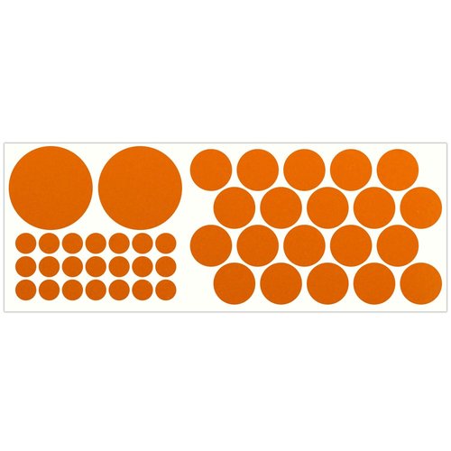 LiteMark Reflective Circle Sticker Pack, Orange Assorted Size Decals for Hard Hat, Pipe Marking, Mailbox, Fence Post - Pack of 43 Pcs (2 Inch, 1 Inch and 1/2 inch)