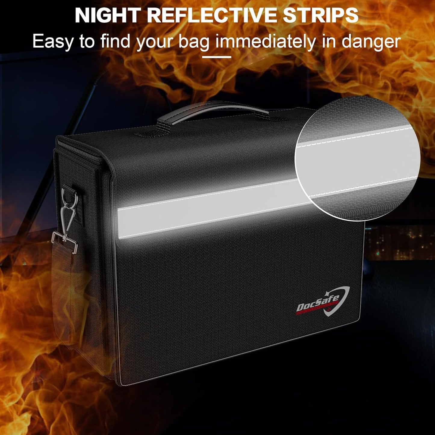 Fireproof Document Bag - Large 17”x12.5”x7.2” Waterproof Organizer with Multiple Pockets for Home & Office