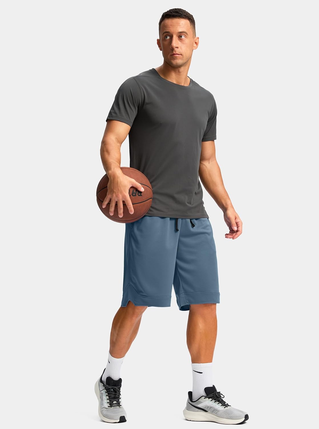 Pudolla Men's Basketball Shorts - Lightweight Quick-Dry Athletic Shorts with Zipper Pockets | 11" Length