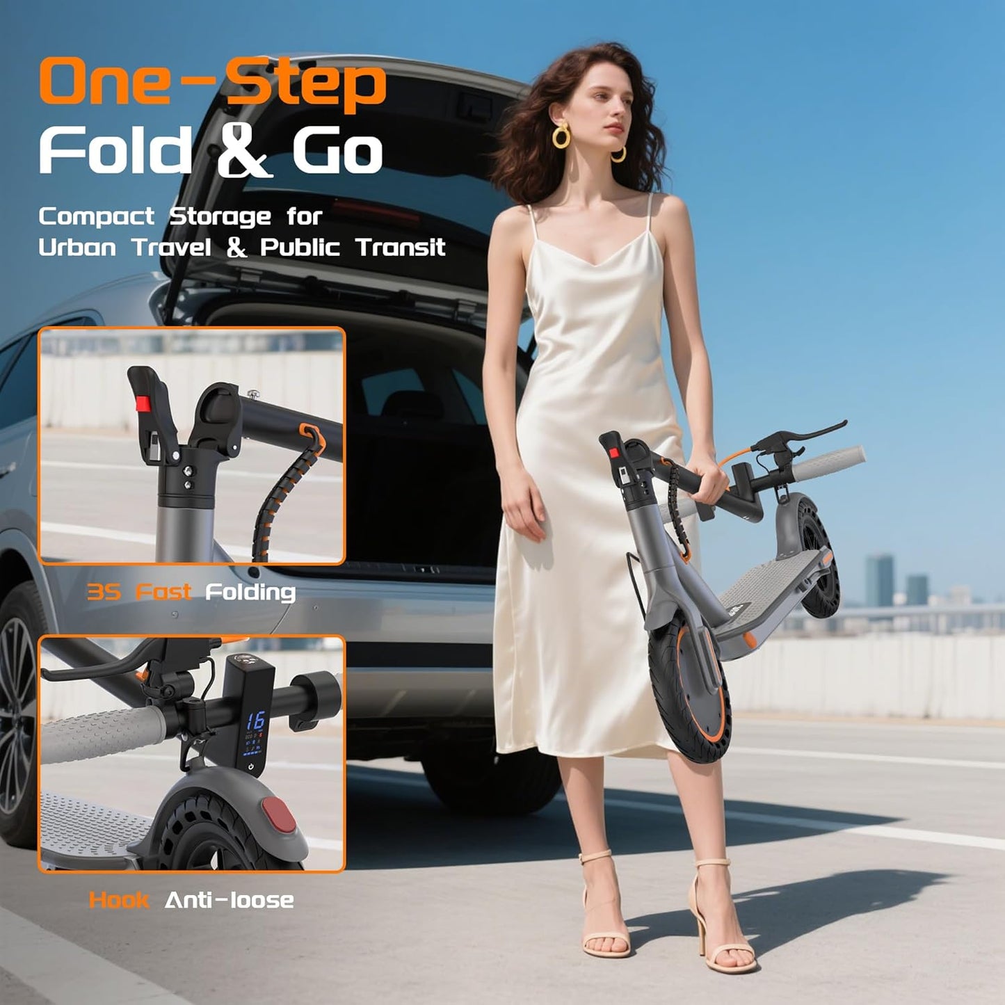 NAVIC Electric Scooter - Dual Suspension, 350W/500W Motor, 19/22 Mph, Foldable Design, 8.5”/10" Tires