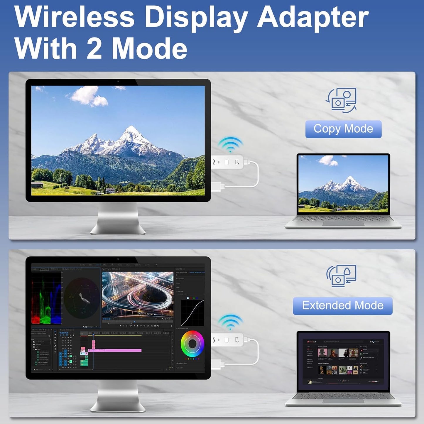 Wireless HDMI Display Dongle Adapter 2025 - 1080P Plug & Play Receiver for TV/Monitor/Projector