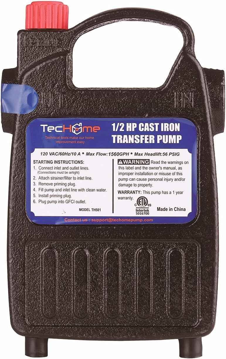 1500GPH Submersible Water Transfer Pump - 12V Sump Pump with 20ft Power Cord