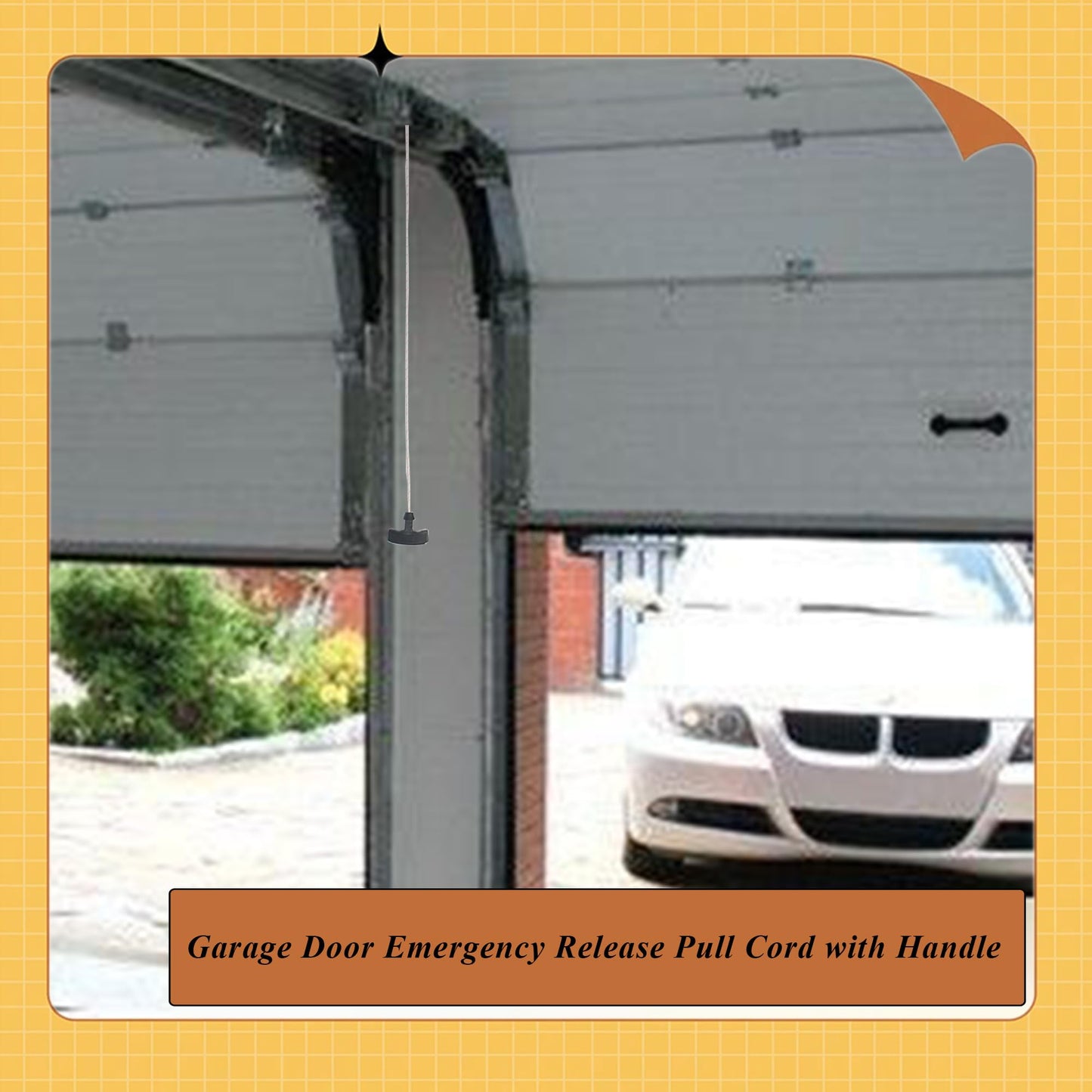 2 Sets Garage Door Emergency Release Pull Cord with Handle, Attic Door Pull Down Cord Handle Rope Garage Opener 5mm Pull Cord 3.9 ft Long with Recoil Starter Handle,Style A,Red Spot&Black,LXLVOUEG