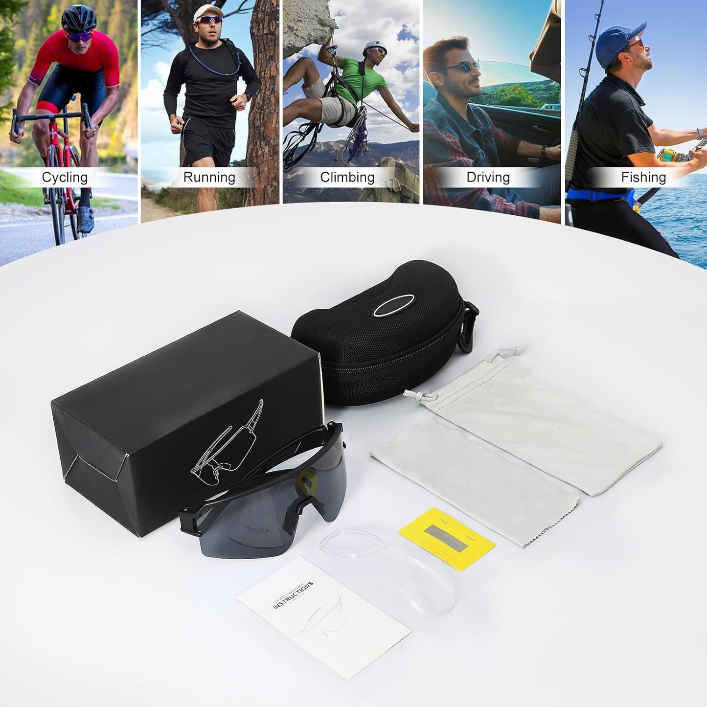 SPOSUNE Polarized Cycling Glasses - UV400 Protection Sports Sunglasses for Men & Women | Ideal for Outdoor Activities