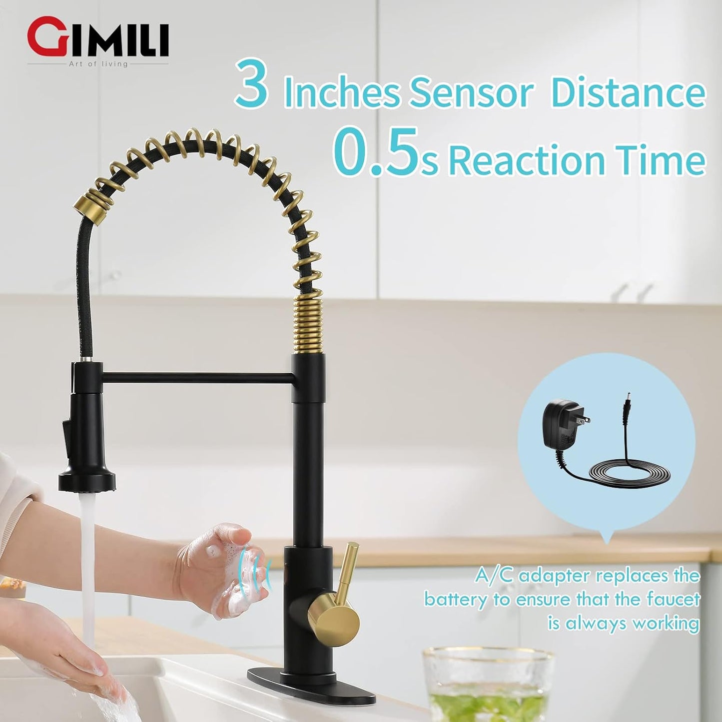 Matte Black Kitchen Faucet with Soap Dispenser - Commercial Single Handle Pull Down Sprayer