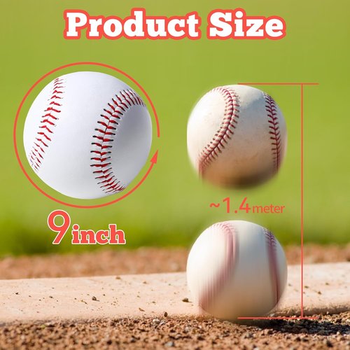 Baseball 12 Pack - Standard Size 9 Inch Leather Covered Training Balls for Practice & League Play