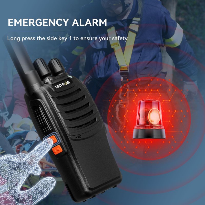 Retevis H-777 Rechargeable Walkie Talkies with Speaker Mic, Long Range 2 Way Radios, Portable FRS Two Way Radios with LED Flashlight(Black, 2 Pack)